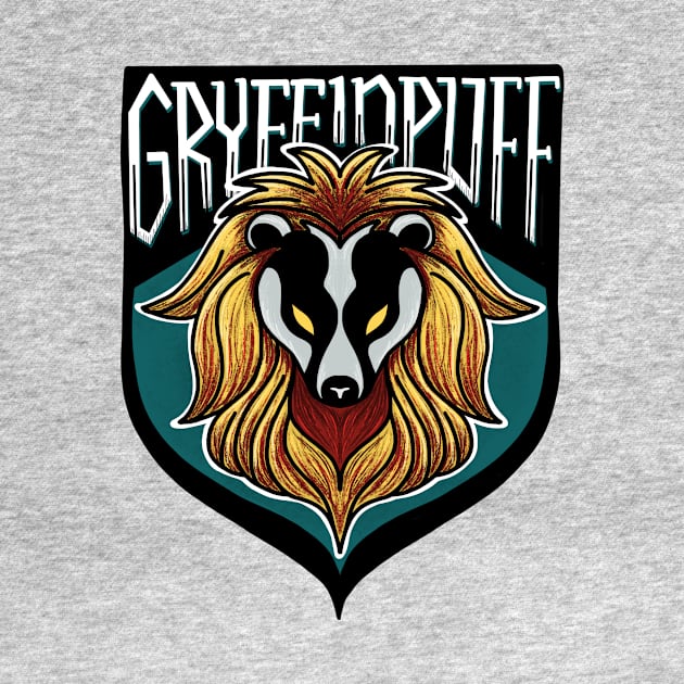 Gryffinpuff Lion Badger Combination House Crest by Thenerdlady